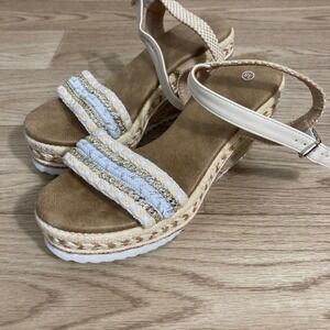 Unbranded Espadrille Wedge Sandals Women 38 Cream White  Boho Platform